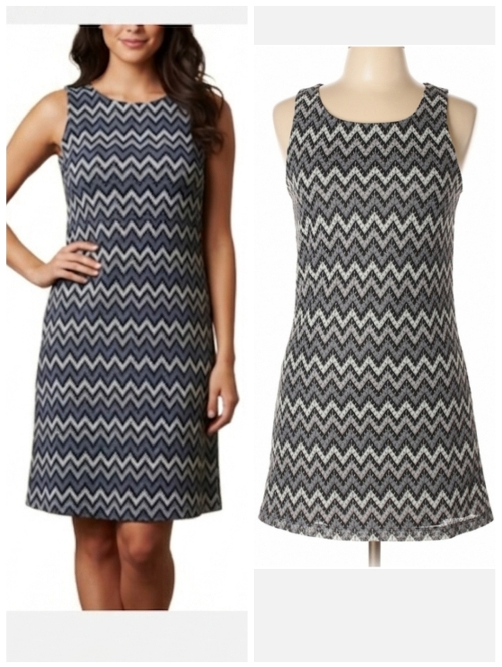 Forever 21 chevron Sleeveless Sheath dress Black gray white women's size Large